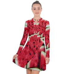 Watermelon Fruit Green Red Long Sleeve Panel Dress by Bedest