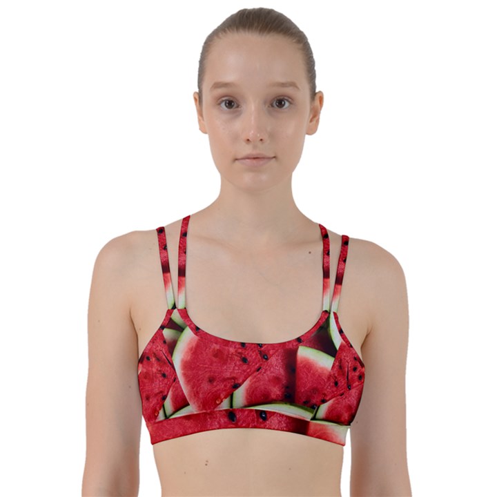 Watermelon Fruit Green Red Line Them Up Sports Bra