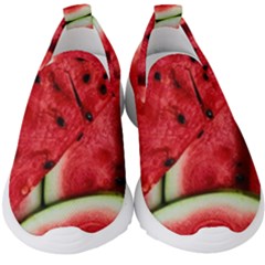 Watermelon Fruit Green Red Kids  Slip On Sneakers by Bedest