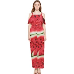 Watermelon Fruit Green Red Draped Sleeveless Chiffon Jumpsuit by Bedest