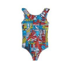 Just Do It Pattern Kids  Frill Swimsuit