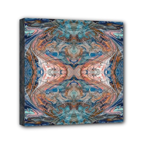 Blue Arabesque Mini Canvas 6  X 6  (stretched) by kaleidomarblingart