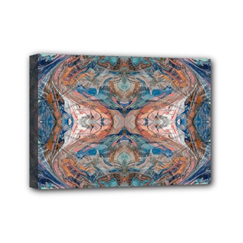 Blue Arabesque Mini Canvas 7  X 5  (stretched) by kaleidomarblingart