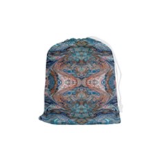 Blue Arabesque Drawstring Pouch (medium) by kaleidomarblingart