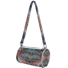 Blue Arabesque Mini Cylinder Bag by kaleidomarblingart