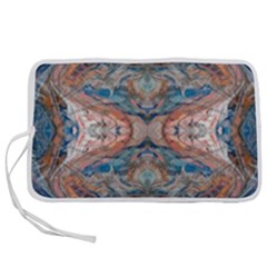 Blue Arabesque Pen Storage Case (m) by kaleidomarblingart