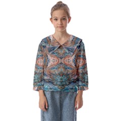 Blue Arabesque Kids  Sailor Shirt by kaleidomarblingart