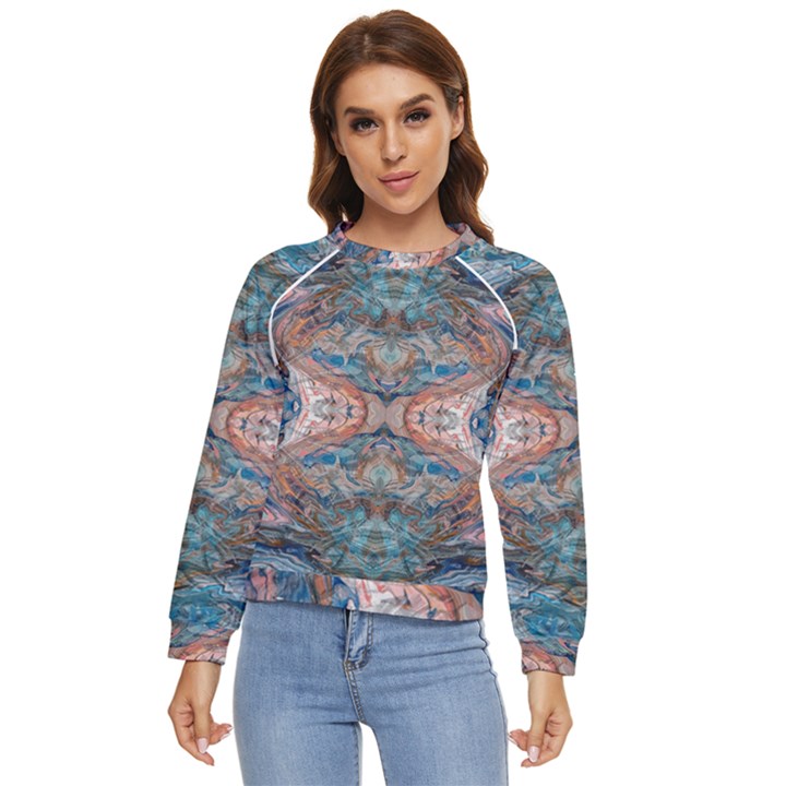 Blue arabesque Women s Long Sleeve Raglan T-Shirt