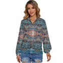 Blue arabesque Women s Long Sleeve Button Up Shirt View1