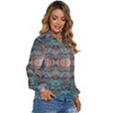 Blue arabesque Women s Long Sleeve Button Up Shirt View3