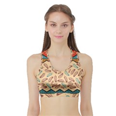 Ethnic-tribal-pattern-background Sports Bra With Border