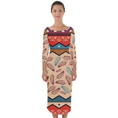 Ethnic-tribal-pattern-background Quarter Sleeve Midi Bodycon Dress