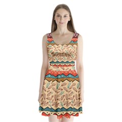 Ethnic-tribal-pattern-background Split Back Mini Dress 