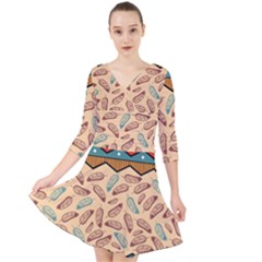 Ethnic-tribal-pattern-background Quarter Sleeve Front Wrap Dress