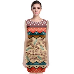 Ethnic-tribal-pattern-background Sleeveless Velvet Midi Dress