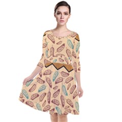 Ethnic-tribal-pattern-background Quarter Sleeve Waist Band Dress