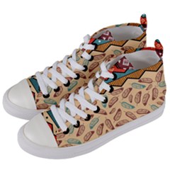 Ethnic-tribal-pattern-background Women s Mid-top Canvas Sneakers