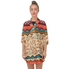 Ethnic-tribal-pattern-background Half Sleeve Chiffon Kimono by Apen