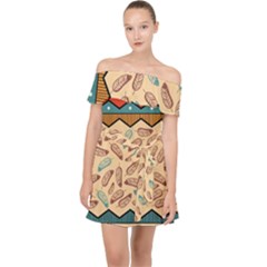 Ethnic-tribal-pattern-background Off Shoulder Chiffon Dress