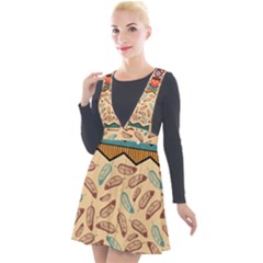 Ethnic-tribal-pattern-background Plunge Pinafore Velour Dress