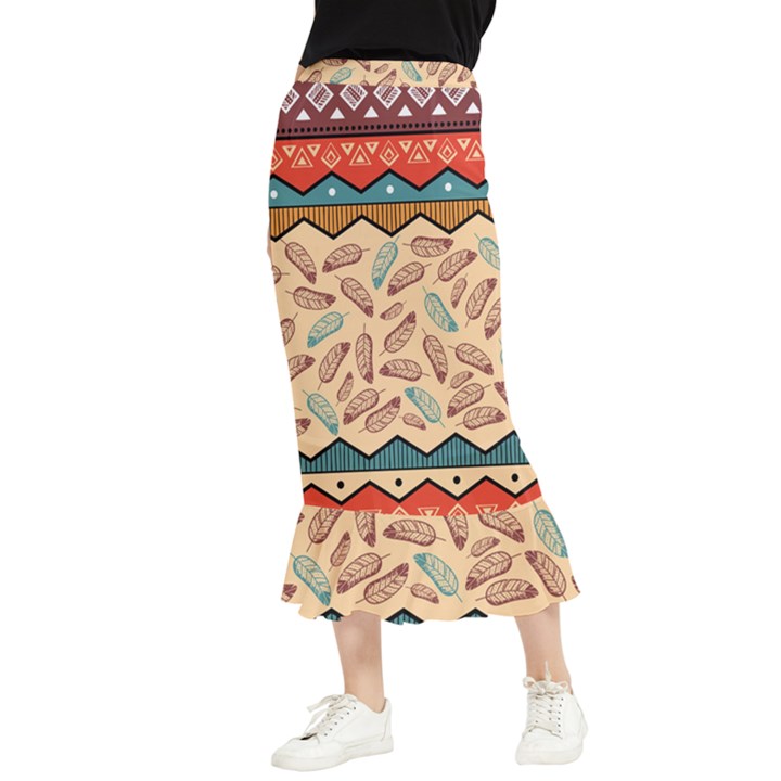 Ethnic-tribal-pattern-background Maxi Fishtail Chiffon Skirt