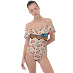 Ethnic-tribal-pattern-background Frill Detail One Piece Swimsuit