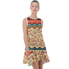 Ethnic-tribal-pattern-background Frill Swing Dress by Apen