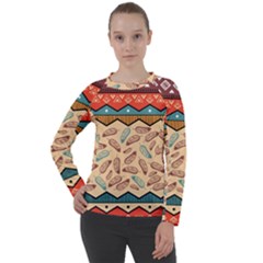 Ethnic-tribal-pattern-background Women s Long Sleeve Raglan T-shirt