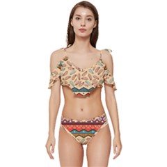 Ethnic-tribal-pattern-background Ruffle Edge Tie Up Bikini Set	