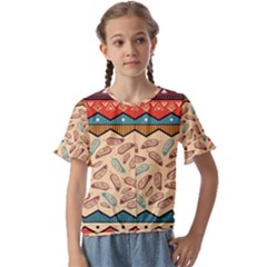 Ethnic-tribal-pattern-background Kids  Cuff Sleeve Scrunch Bottom T-shirt