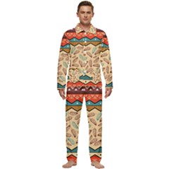 Ethnic-tribal-pattern-background Men s Long Sleeve Velvet Pocket Pajamas Set