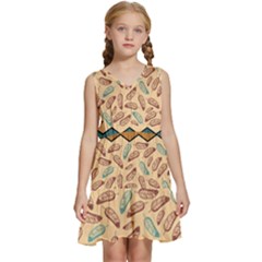 Ethnic-tribal-pattern-background Kids  Sleeveless Tiered Mini Dress