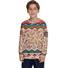 Ethnic-tribal-pattern-background Kids  Crewneck Sweatshirt