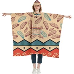 Ethnic-tribal-pattern-background Women s Hooded Rain Ponchos