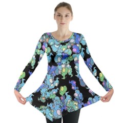 Chromatic Creatures Dance Wacky Pattern Long Sleeve Tunic 