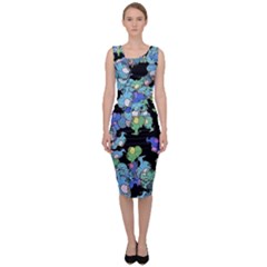 Chromatic Creatures Dance Wacky Pattern Sleeveless Pencil Dress by dflcprintsclothing