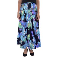 Chromatic Creatures Dance Wacky Pattern Flared Maxi Skirt by dflcprintsclothing