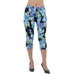 Chromatic Creatures Dance Wacky Pattern Lightweight Velour Capri Leggings  by dflcprintsclothing