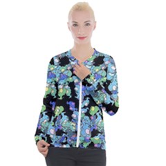 Chromatic Creatures Dance Wacky Pattern Casual Zip Up Jacket by dflcprintsclothing