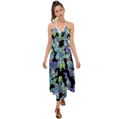 Chromatic Creatures Dance Wacky Pattern Halter Tie Back Dress  by dflcprintsclothing