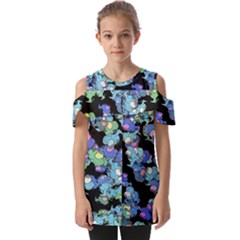 Chromatic Creatures Dance Wacky Pattern Fold Over Open Sleeve Top by dflcprintsclothing