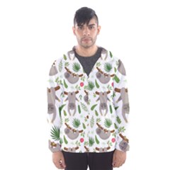 Seamless Pattern With Cute Sloths Men s Hooded Windbreaker by Ndabl3x