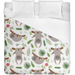 Seamless Pattern With Cute Sloths Duvet Cover (king Size) by Ndabl3x