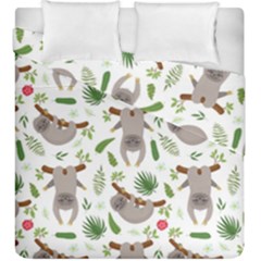 Seamless Pattern With Cute Sloths Duvet Cover Double Side (king Size) by Ndabl3x