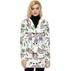 Seamless Pattern With Cute Sloths Button Up Hooded Coat  by Ndabl3x