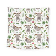 Seamless Pattern With Cute Sloths Square Tapestry (small) by Ndabl3x