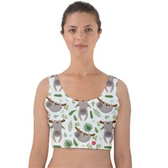 Seamless Pattern With Cute Sloths Velvet Crop Top by Ndabl3x