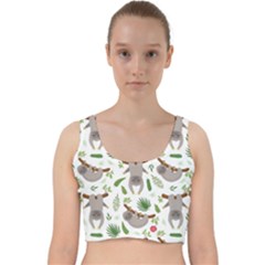 Seamless Pattern With Cute Sloths Velvet Racer Back Crop Top by Ndabl3x