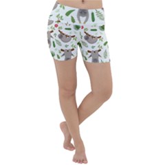 Seamless Pattern With Cute Sloths Lightweight Velour Yoga Shorts by Ndabl3x