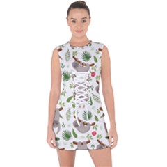 Seamless Pattern With Cute Sloths Lace Up Front Bodycon Dress by Ndabl3x